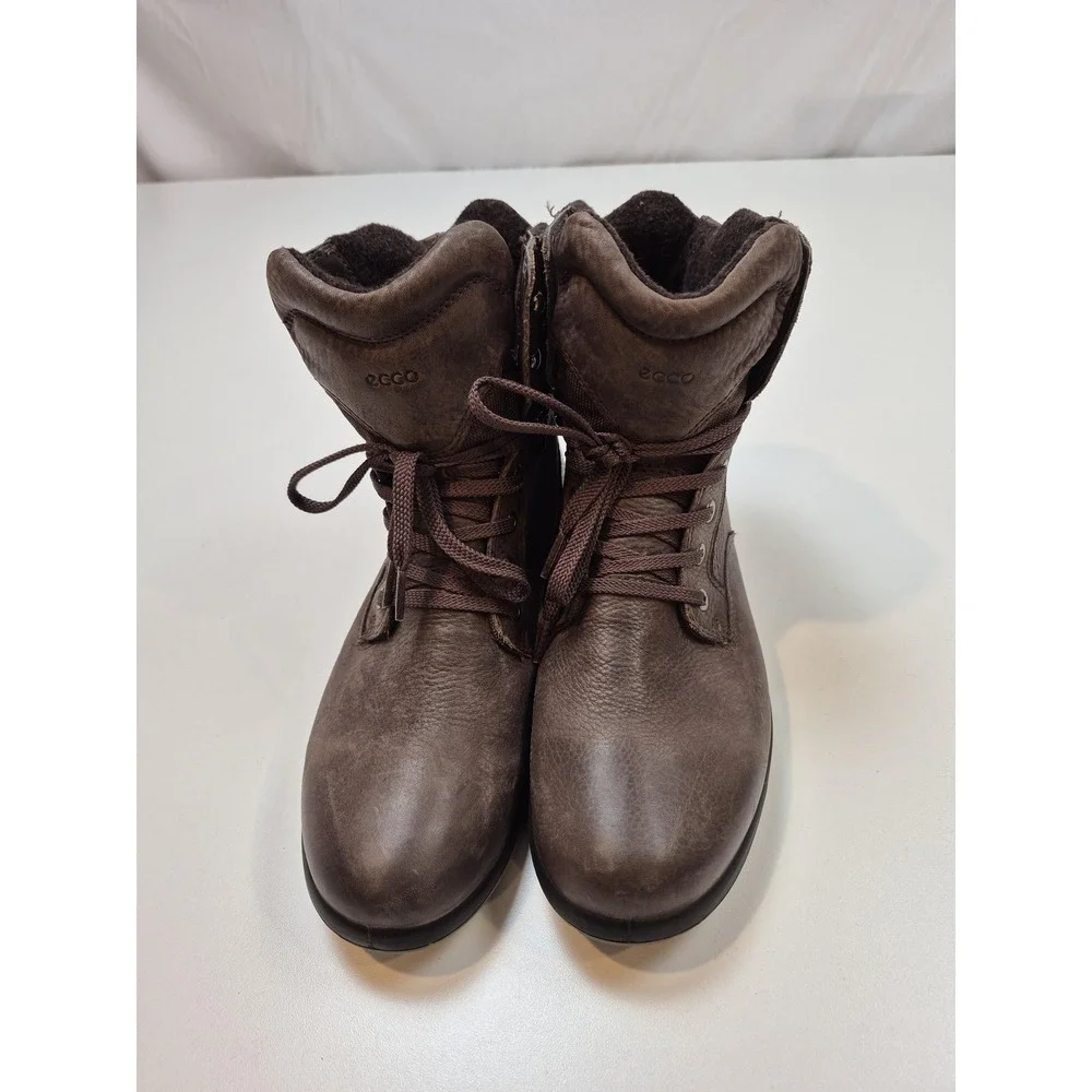 ECCO Boots Mens Size 8.5 Brown Leather Gore Tex Waterproof Ankle Winter Snow